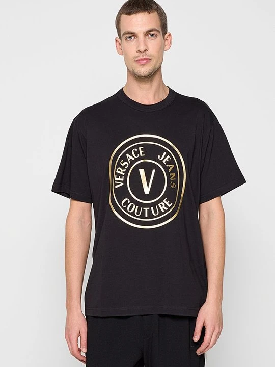 Zdjęcie produktu T-shirt z nadrukiem Versace Jeans Couture czarny melanż