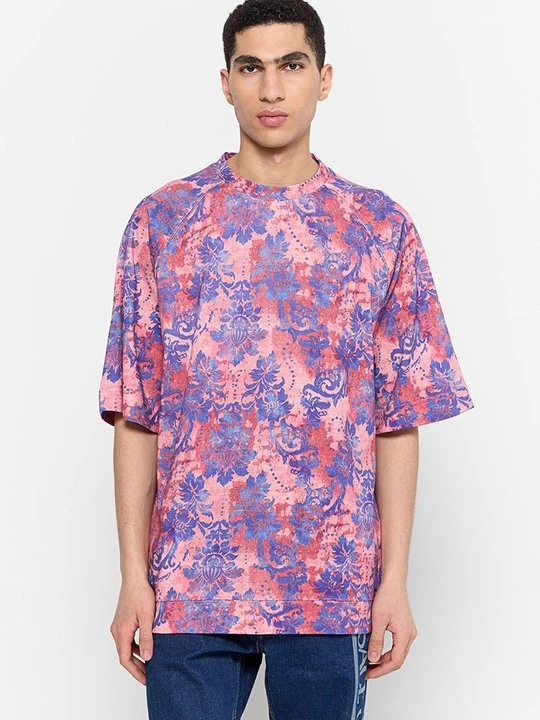 Zdjęcie produktu T-shirt z nadrukiem Versace Jeans Couture jasnoróżowy