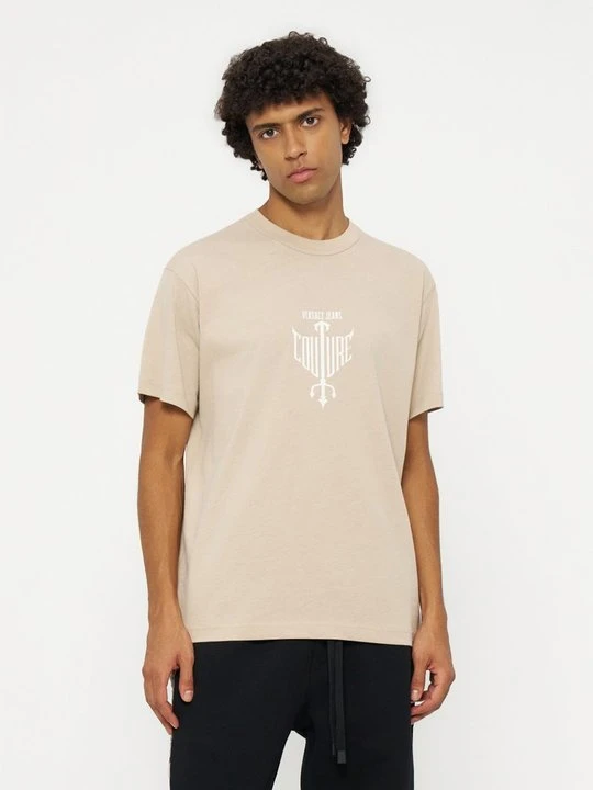 Zdjęcie produktu T-shirt z nadrukiem Versace Jeans Couture beżowy