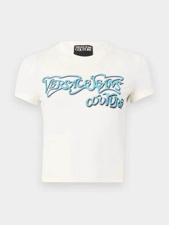Zdjęcie produktu T-shirt z nadrukiem Versace Jeans Couture jasnożółty