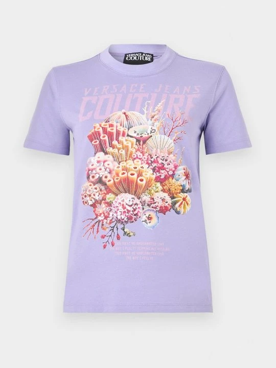Zdjęcie produktu T-shirt z nadrukiem Versace Jeans Couture liliowy