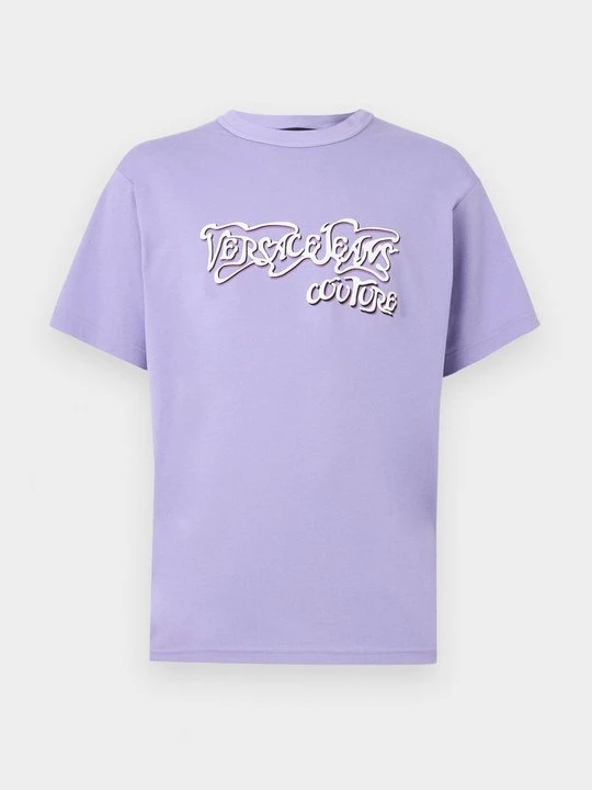 Zdjęcie produktu T-shirt z nadrukiem Versace Jeans Couture liliowy