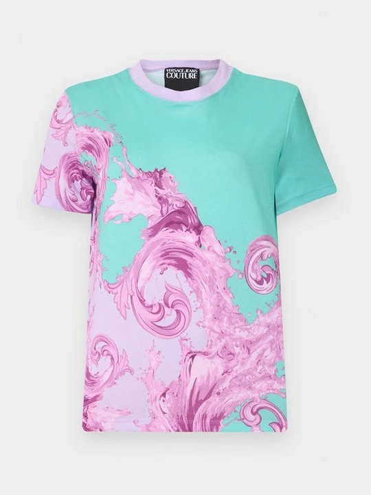 Zdjęcie produktu T-shirt z nadrukiem Versace Jeans Couture liliowy
