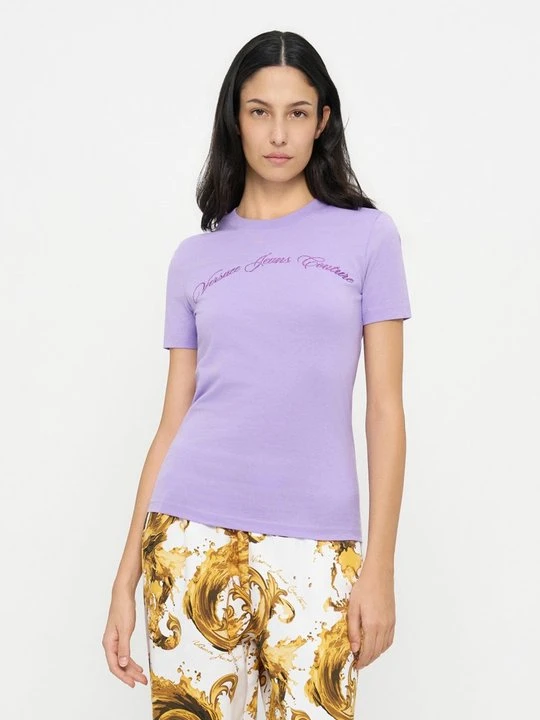 Zdjęcie produktu T-shirt z nadrukiem Versace Jeans Couture liliowy