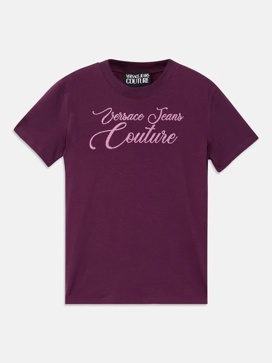 Zdjęcie produktu T-shirt z nadrukiem Versace Jeans Couture liliowy