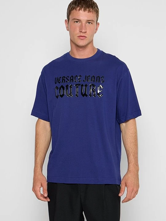 Zdjęcie produktu T-shirt z nadrukiem Versace Jeans Couture niebieski