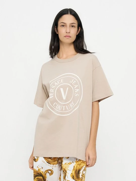 Zdjęcie produktu T-shirt z nadrukiem Versace Jeans Couture piaskowy