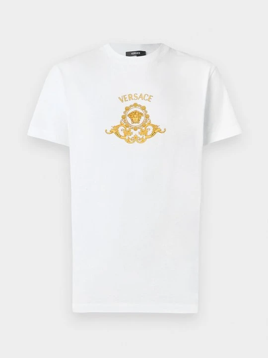 Zdjęcie produktu T-shirt z nadrukiem Versace mleczny