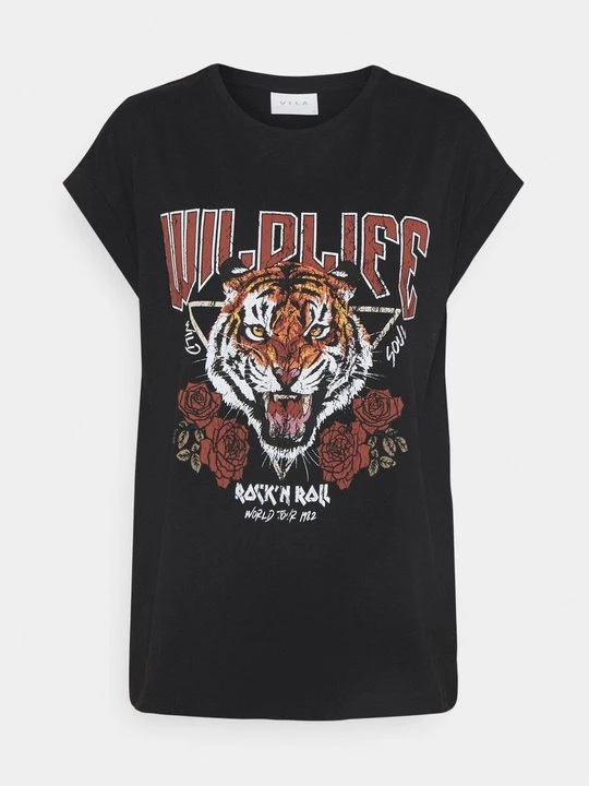 Zdjęcie produktu T-shirt z nadrukiem Vila czarny