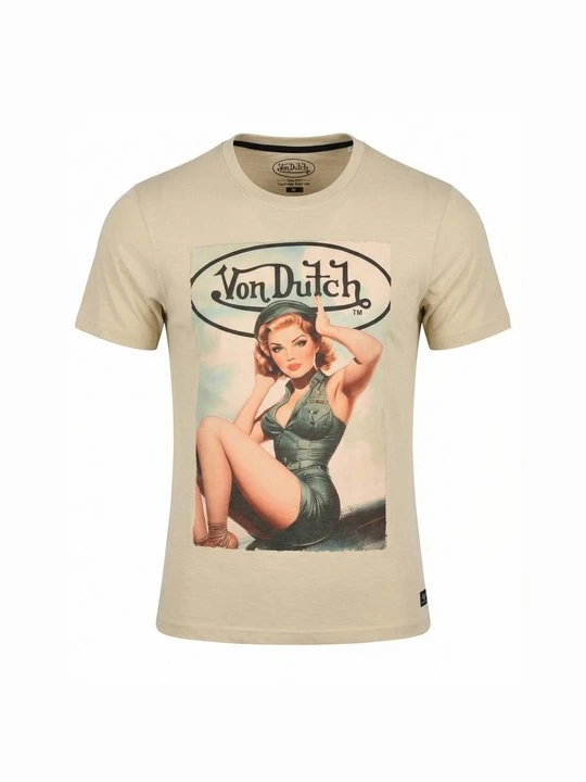 Zdjęcie produktu T-shirt z nadrukiem Von Dutch beżowy
