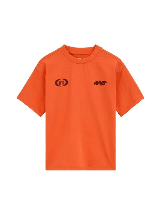 Zdjęcie produktu T-shirt z nadrukiem WE Fashion pomarańczowy melanż