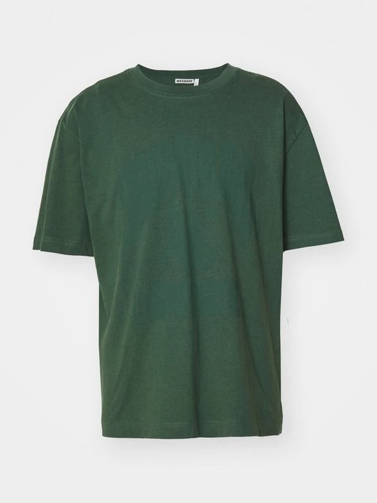 Zdjęcie produktu T-shirt z nadrukiem Weekday ciemnozielony