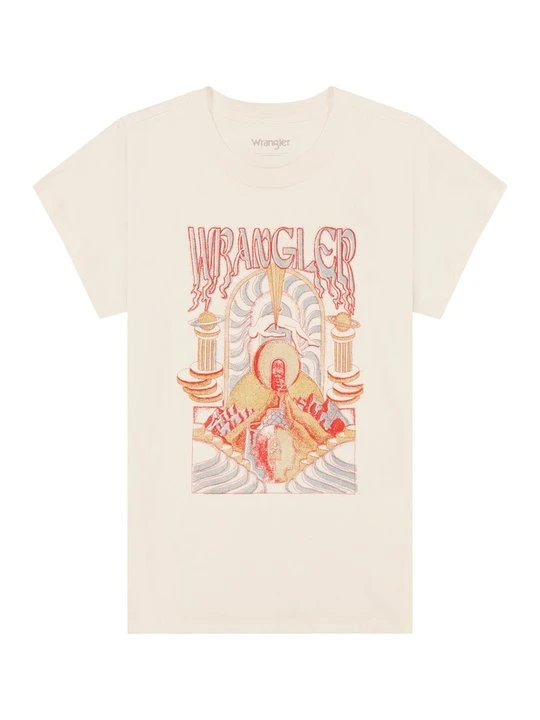 Zdjęcie produktu T-shirt z nadrukiem Wrangler mleczny