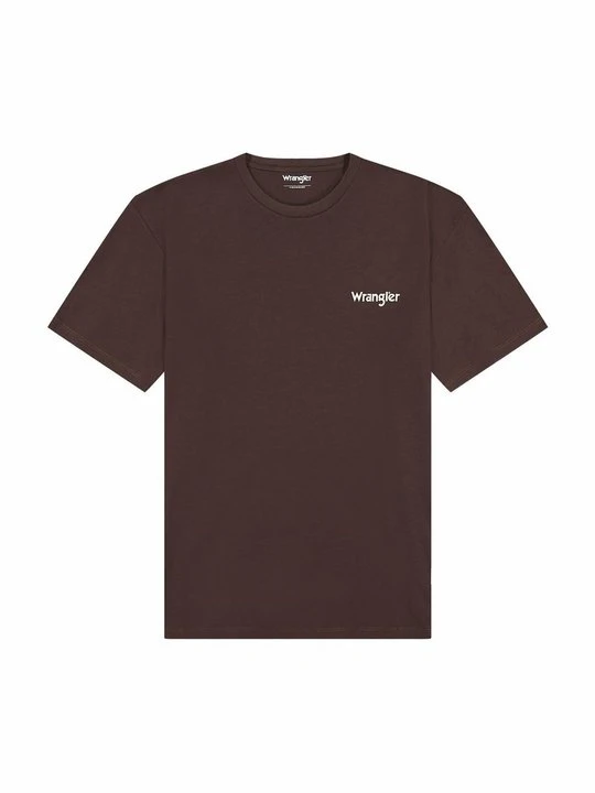 Zdjęcie produktu T-shirt z nadrukiem Wrangler ciemnobrązowy