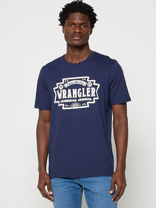 Zdjęcie produktu T-shirt z nadrukiem Wrangler granatowy