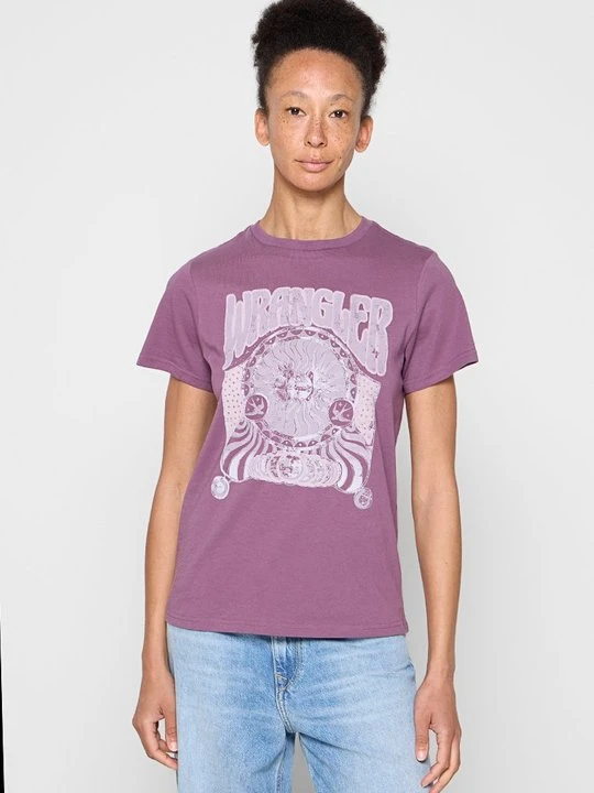 Zdjęcie produktu T-shirt z nadrukiem Wrangler jagodowy