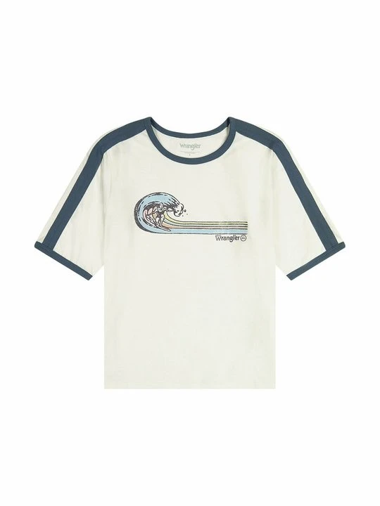 Zdjęcie produktu T-shirt z nadrukiem Wrangler mleczny