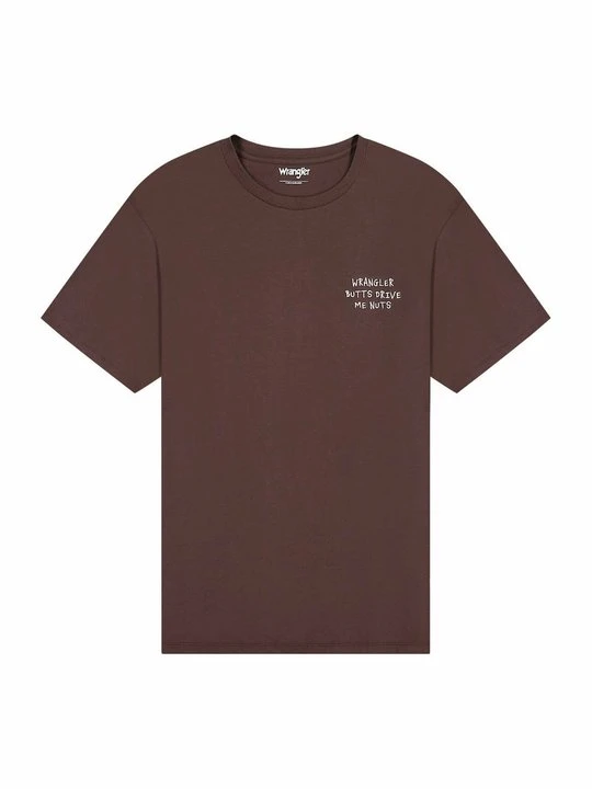 Zdjęcie produktu T-shirt z nadrukiem Wrangler ciemnobrązowy