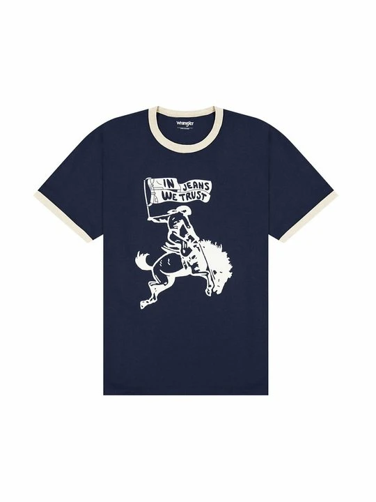 Zdjęcie produktu T-shirt z nadrukiem Wrangler granatowy