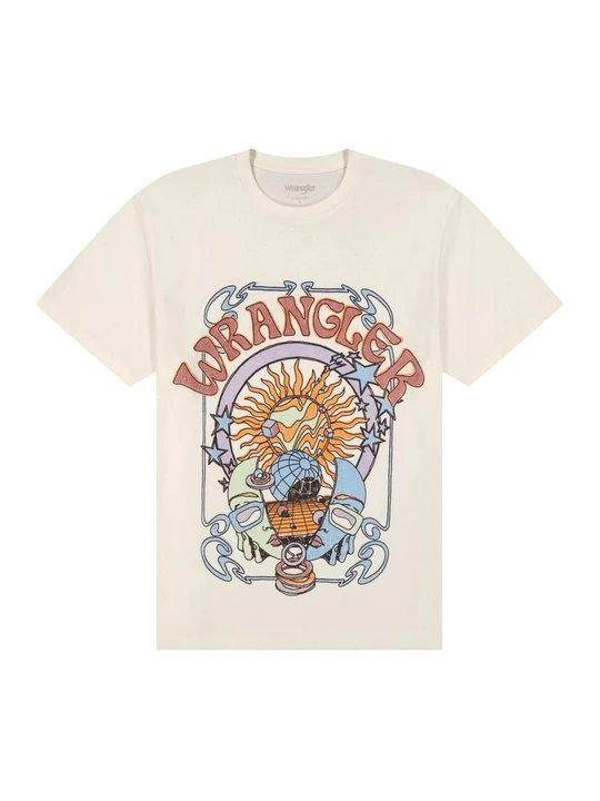 Zdjęcie produktu T-shirt z nadrukiem Wrangler mleczny