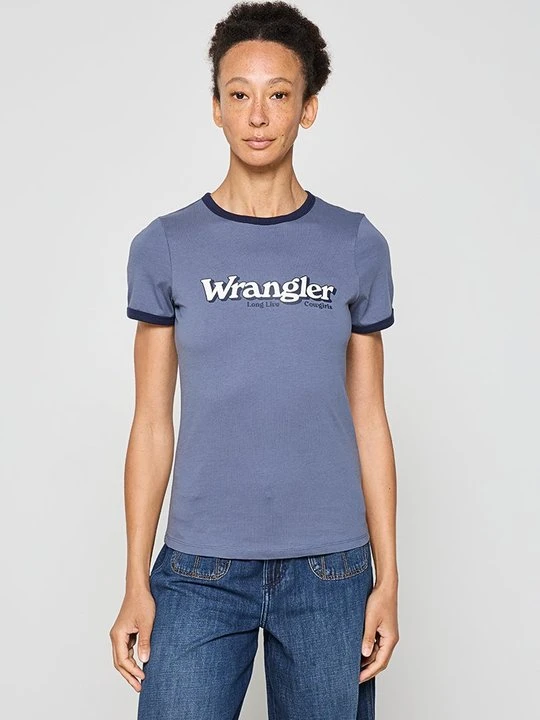 Zdjęcie produktu T-shirt z nadrukiem Wrangler niebieski