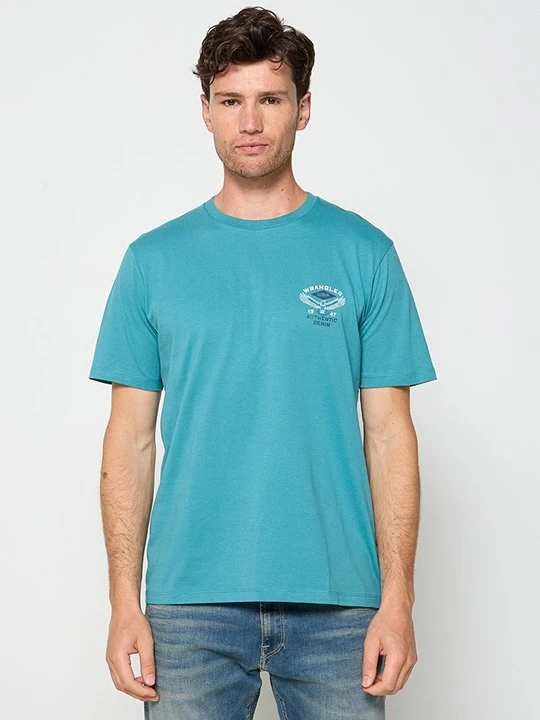 Zdjęcie produktu T-shirt z nadrukiem Wrangler niebieski