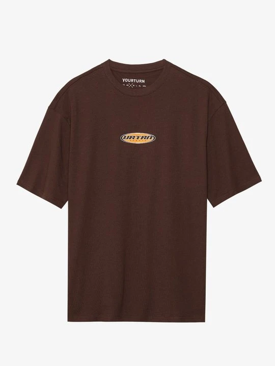 Zdjęcie produktu T-shirt z nadrukiem YOURTURN brązowy