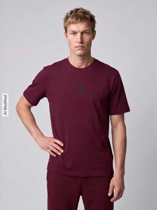 Zdjęcie produktu T-shirt z nadrukiem z logo Adidas Ciemnoczerwony