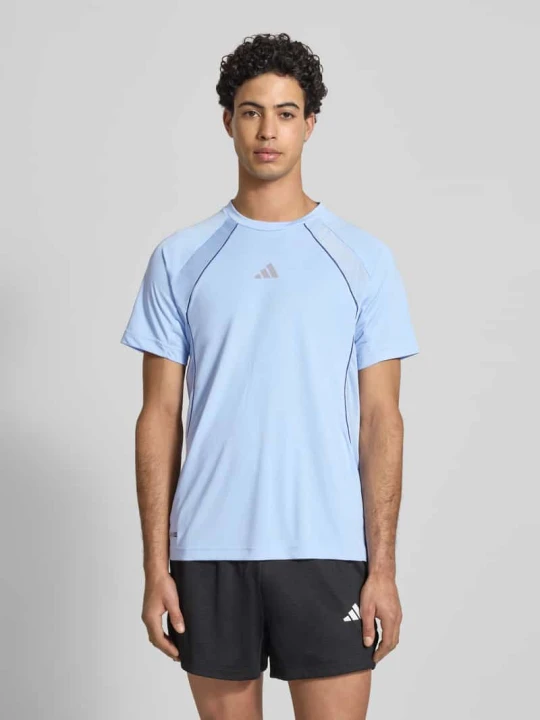 Zdjęcie produktu T-shirt z nadrukiem etykiety Adidas Błękitny