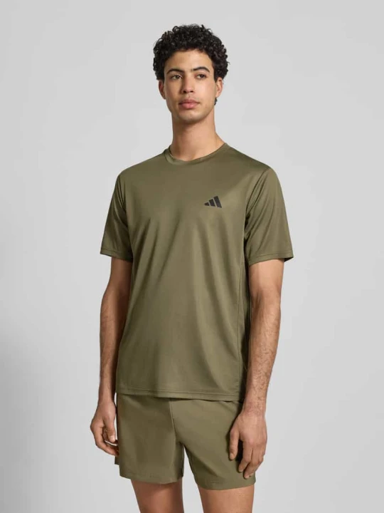 Zdjęcie produktu T-shirt z nadrukiem etykiety Adidas Oliwkowy