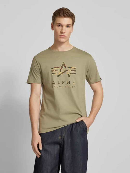 Zdjęcie produktu T-shirt z nadrukiem z logo Alpha Industries Oliwkowy