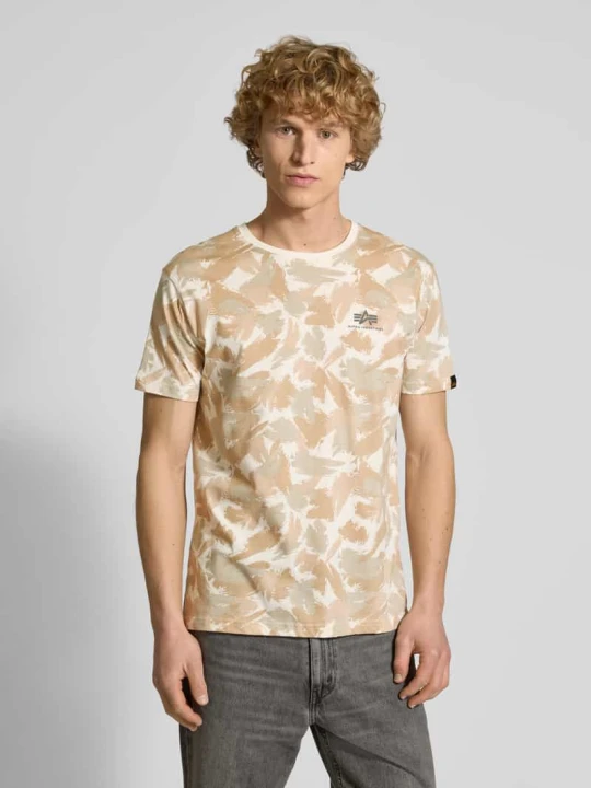 Zdjęcie produktu T-shirt z nadrukiem z logo Alpha Industries Piaskowy