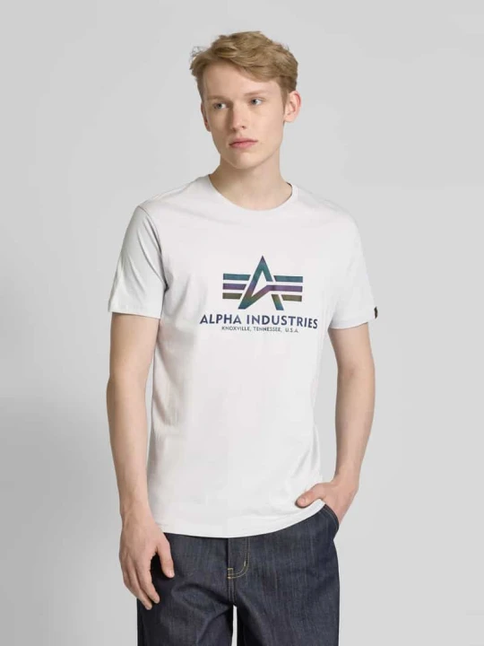 Zdjęcie produktu T-shirt z nadrukiem z logo Alpha Industries Jasnoszary