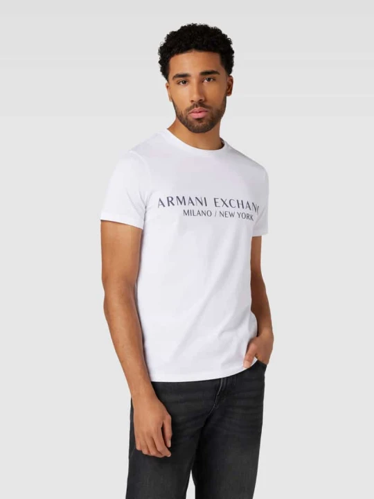 Zdjęcie produktu T-shirt z nadrukiem z logo model ‘milano/nyc’ Armani Exchange Biały