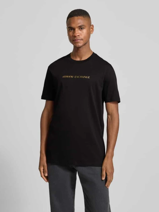 Zdjęcie produktu T-shirt z nadrukiem z logo Armani Exchange Czarny