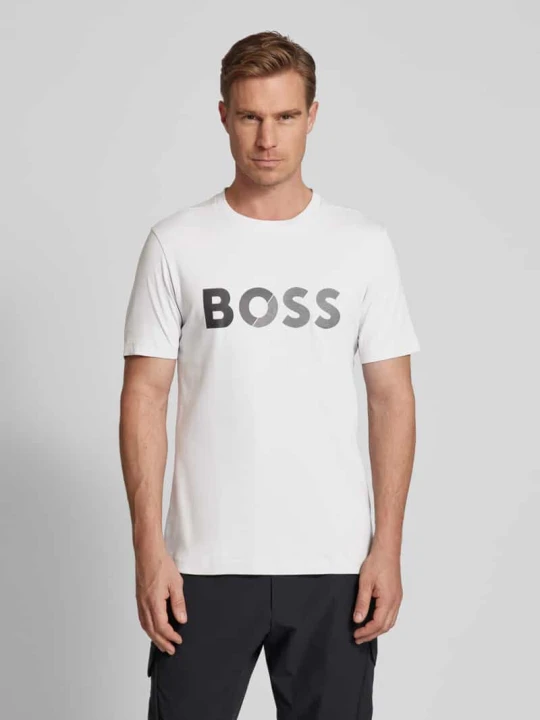 Zdjęcie produktu T-shirt z nadrukiem z logo Boss Jasnoszary