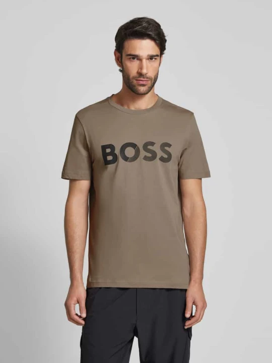 Zdjęcie produktu T-shirt z nadrukiem z logo Boss Beżowy