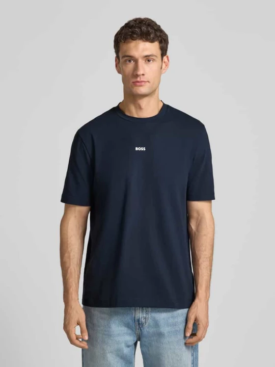 Zdjęcie produktu T-shirt z nadrukiem z logo Boss Granatowy