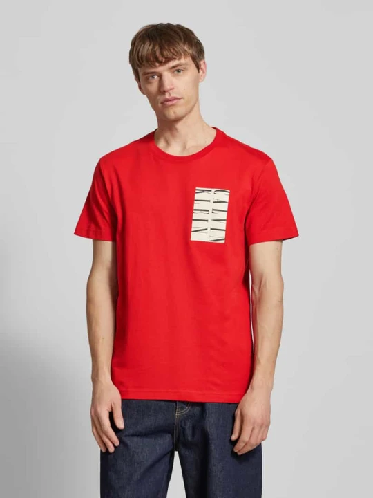 Zdjęcie produktu T-shirt z nadrukiem z logo Calvin Klein Jeans Czerwony