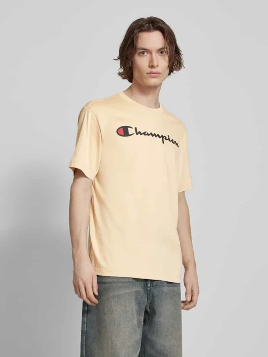 Zdjęcie produktu T-shirt z nadrukiem z logo Champion Beżowy