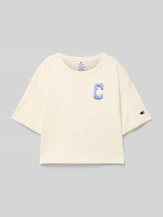 Zdjęcie produktu T-shirt z nadrukiem z logo Champion Piaskowy