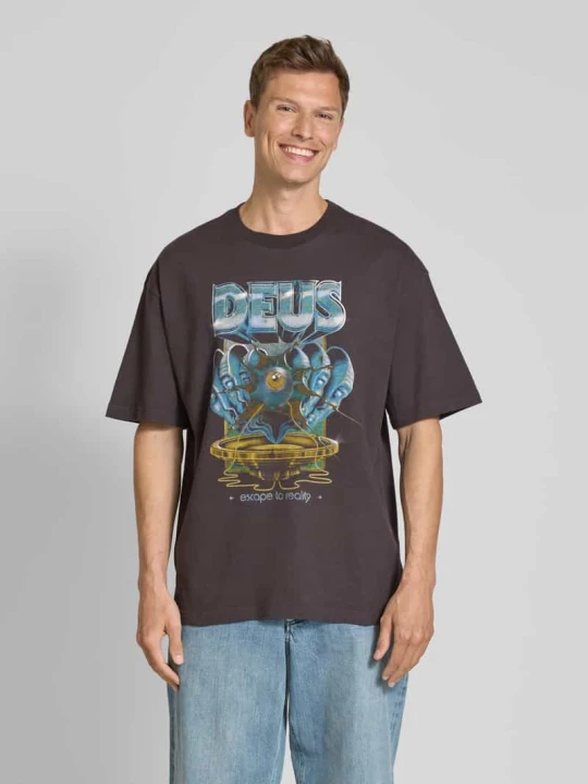 Zdjęcie produktu T-shirt z nadrukiem z logo Deus Ex Machina Antracytowy