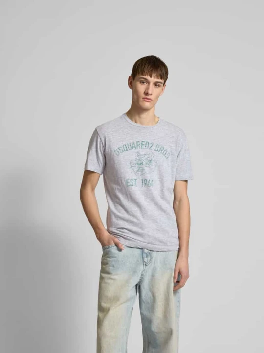 Zdjęcie produktu T-shirt z nadrukiem z logo Dsquared2 Jasnoszary melanż