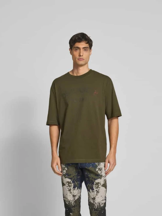Zdjęcie produktu T-shirt z nadrukiem z logo Dsquared2 Oliwkowy