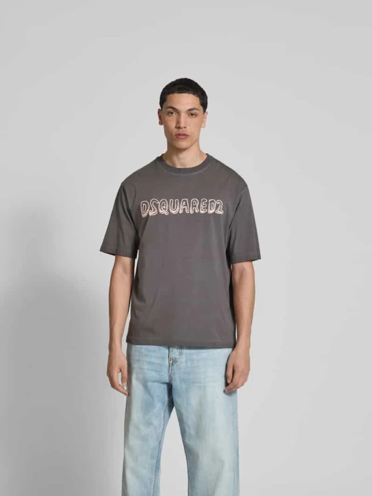 Zdjęcie produktu T-shirt z nadrukiem z logo Dsquared2 Średnioszary