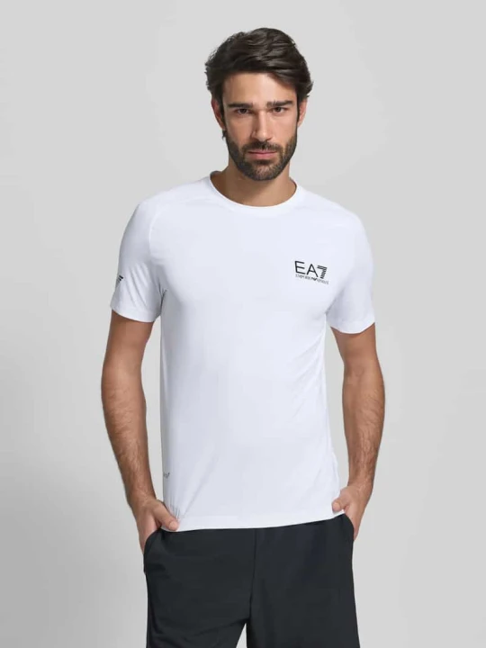 Zdjęcie produktu T-shirt z nadrukiem etykiety EA7 Emporio Armani Biały