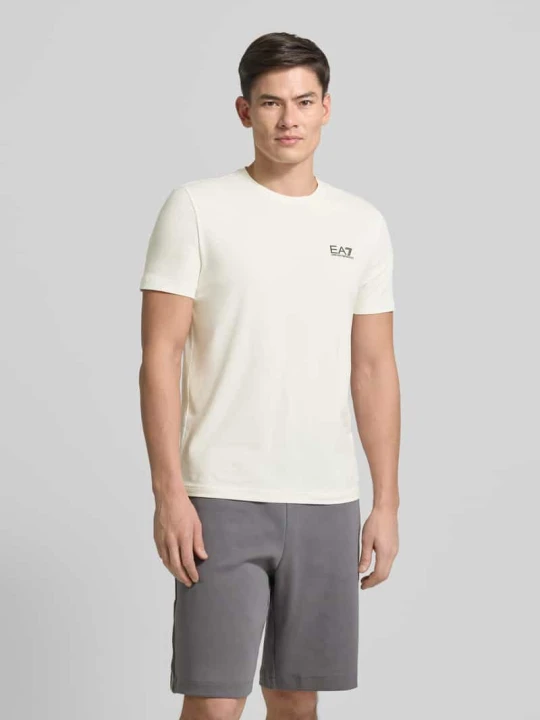 Zdjęcie produktu T-shirt z nadrukiem etykiety EA7 Emporio Armani Złamany biały