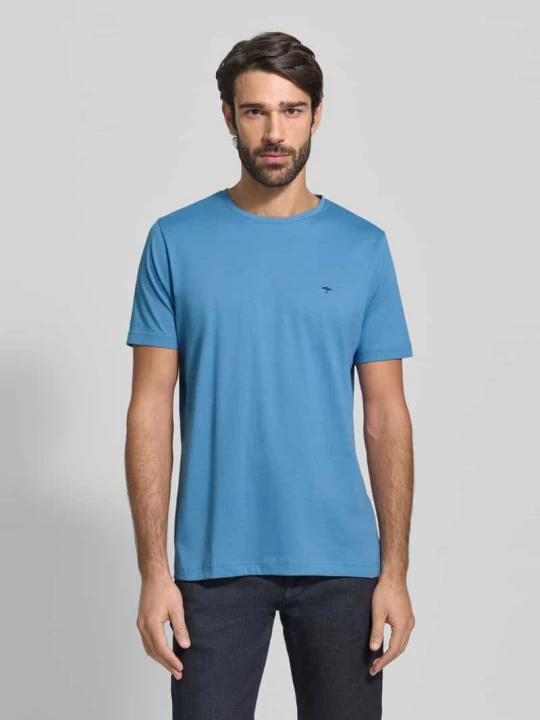 Zdjęcie produktu T-shirt z nadrukiem z logo FYNCH-HATTON Jeansowy niebieski