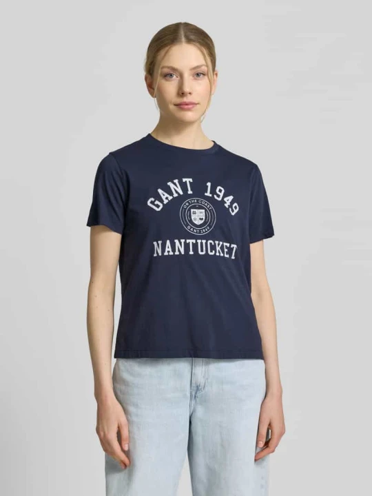 Zdjęcie produktu t-shirt z nadrukiem z logo Gant Granatowy