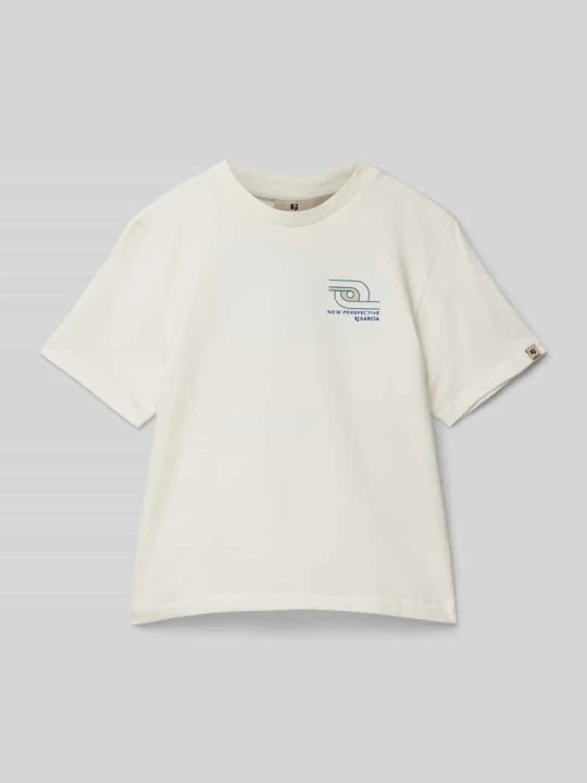 Zdjęcie produktu T-shirt z nadrukiem z logo Garcia Złamany biały